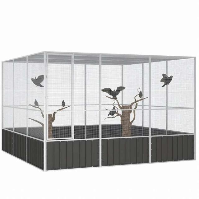vidaXL バードケージ アントラシート 302.5x324.5x211.5 cm 亜鉛メッキ鋼動物&ペット用品 ペット用品 鳥用品 取りかご・スタンド(代引不可)【送料無料】_1