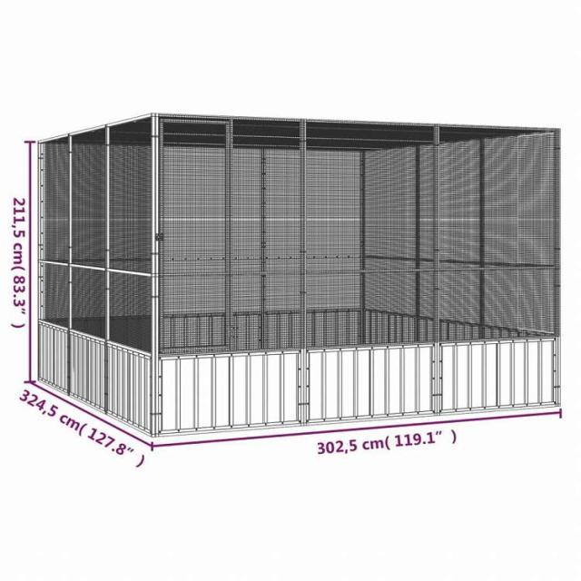 vidaXL バードケージ アントラシート 302.5x324.5x211.5 cm 亜鉛メッキ鋼動物&ペット用品 ペット用品 鳥用品 取りかご・スタンド(代引不可)【送料無料】_5