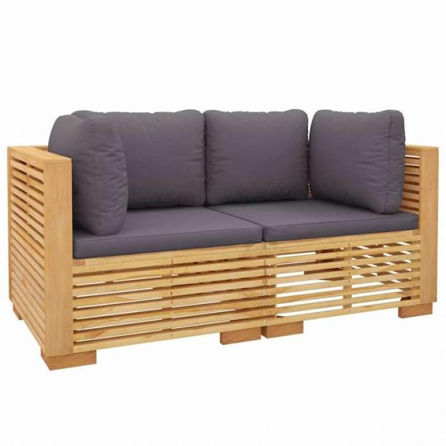 vidaXL ガーデンコーナーソファ クッション付 2点セット チーク無垢材家具 アウトドア家具 屋外家具セット(代引不可)【送料無料】_2