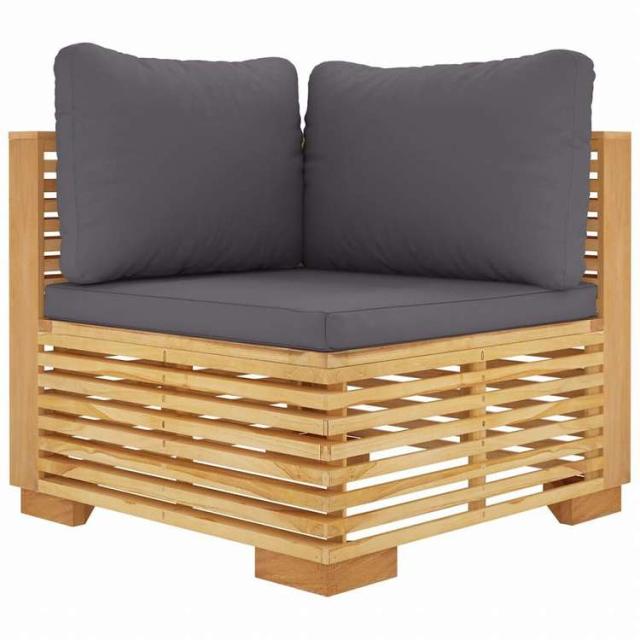 vidaXL ガーデンコーナーソファ クッション付 2点セット チーク無垢材家具 アウトドア家具 屋外家具セット(代引不可)【送料無料】_3