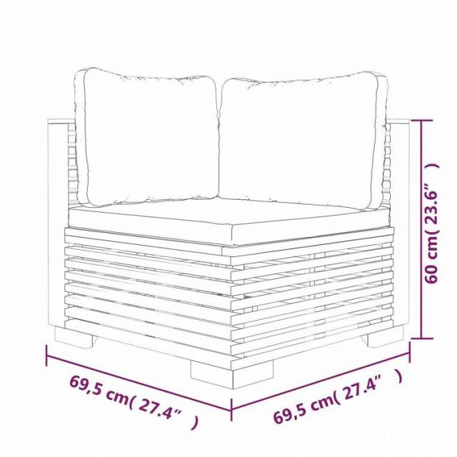 vidaXL ガーデンコーナーソファ クッション付 2点セット チーク無垢材家具 アウトドア家具 屋外家具セット(代引不可)【送料無料】_4