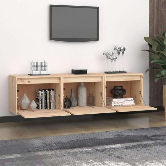 vidaXL テレビキャビネット 3点 無垢のパイン材 (813435+813436)家具 AVラック・テレビ台(代引不可)【送料無料】_2