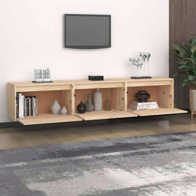 vidaXL テレビキャビネット 3点 パイン無垢材家具 AVラック・テレビ台(代引不可)【送料無料】_2
