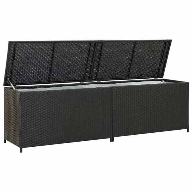 vidaXL ガーデン収納ボックス ポリラタン製 200x50x60 cm ブラック 家具 アウトドア家具 屋外収納ボックス【送料無料】