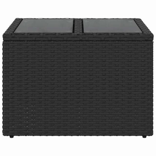 vidaXL ガーデンテーブル ガラス天板 ブラック 55x55x37 cm ポリラタン 家具 アウトドア家具 アウトドアテーブル【送料無料】_3