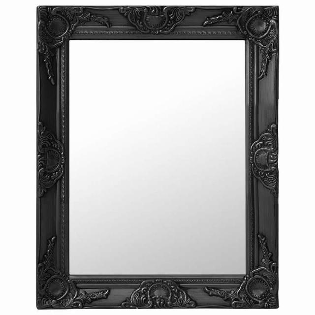 vidaXL ウォールミラー バロック調 50x60cm ブラック ホーム&ガーデン デコレーション 鏡【送料無料】
