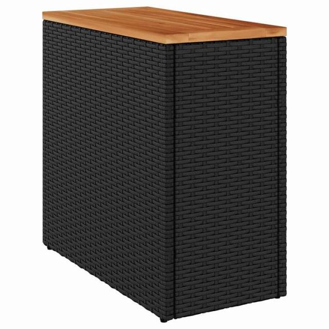 vidaXL ガーデンサイドテーブル 木製天板 ブラック 58x27,5x55 cm ポリラタン 家具 アウトドア家具 アウトドアテーブル【送料無料】