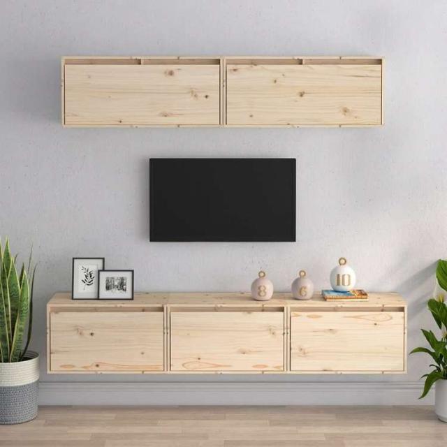 vidaXL 5ピースTVキャビネットセット無垢材パイン家具 AVラック・テレビ台(代引不可)【送料無料】