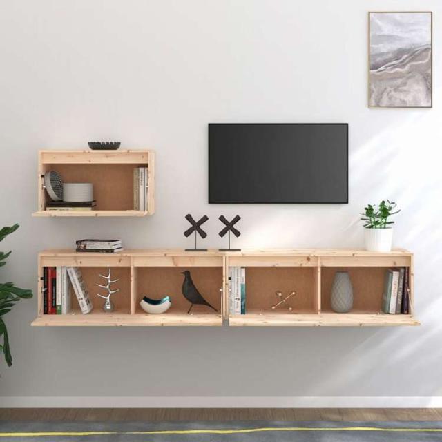 vidaXL テレビキャビネット 3点 無垢のパイン材 (813445+813466)家具 AVラック・テレビ台(代引不可)【送料無料】_2