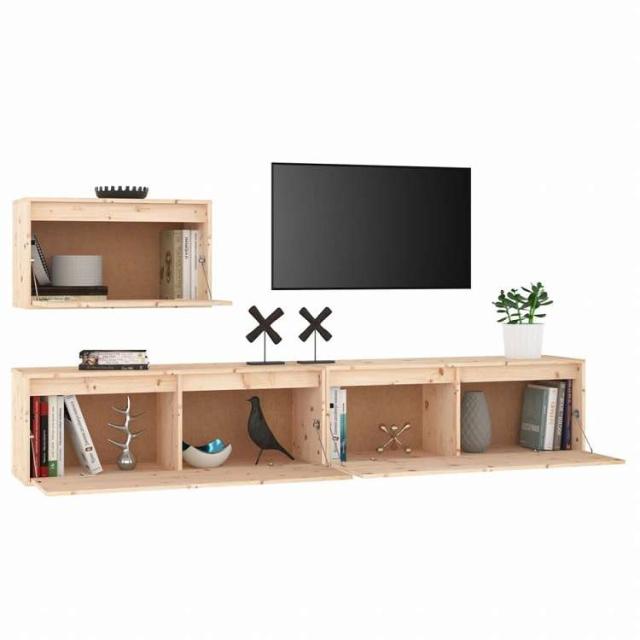 vidaXL テレビキャビネット 3点 無垢のパイン材 (813445+813466)家具 AVラック・テレビ台(代引不可)【送料無料】_3