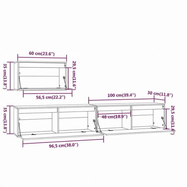vidaXL テレビキャビネット 3点 無垢のパイン材 (813445+813466)家具 AVラック・テレビ台(代引不可)【送料無料】_8