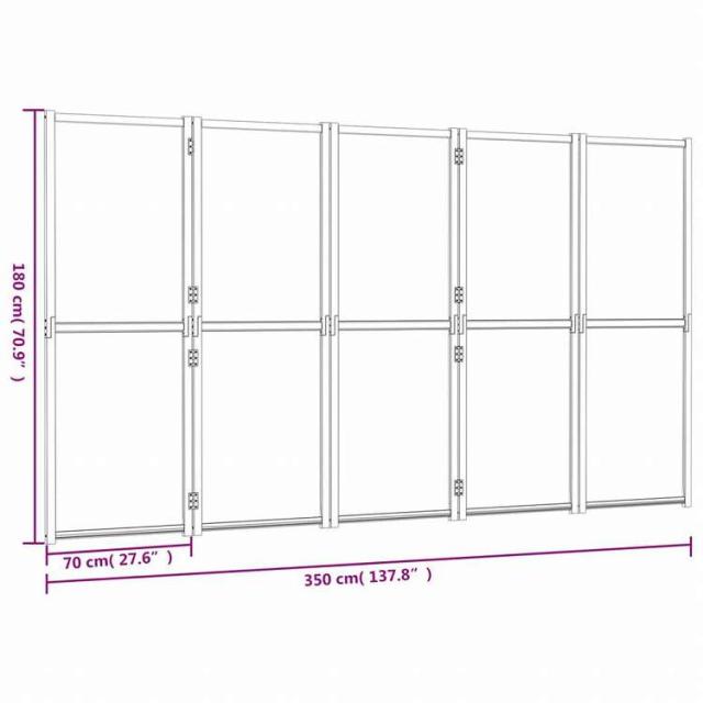 vidaXL 間仕切り パネル5枚 クリームホワイト 350x180cm家具 間仕切り(代引不可)【送料無料】_6