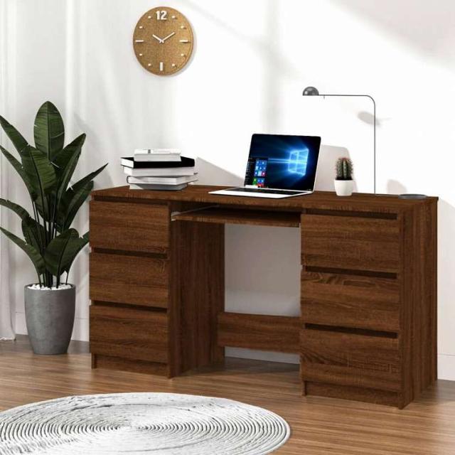 vidaXL ライティングデスク ブラウンオーク 140x50x77cm エンジニアリングウッド家具 オフィス家具 デスク(代引不可)【送料無料】
