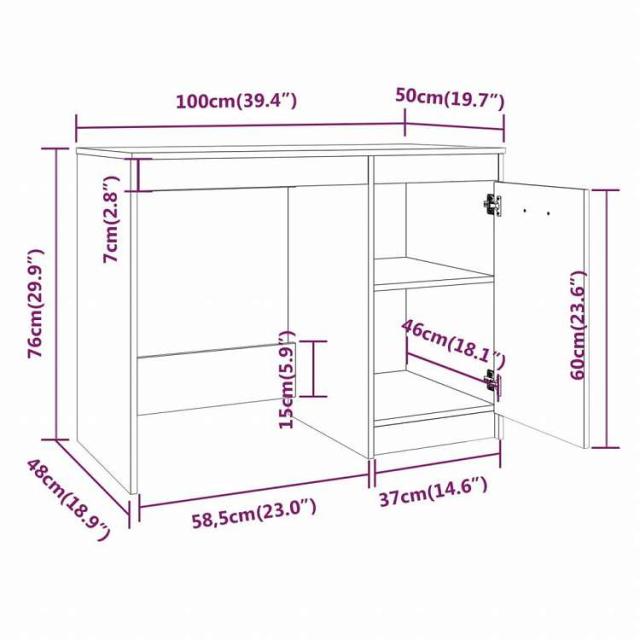 vidaXL デスク ブラウンオーク 100x50x76 cm エンジニアリングウッド家具 オフィス家具 デスク(代引不可)【送料無料】_6