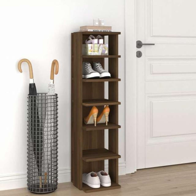 vidaXL シューズラック ブラウンオーク 27.5x27x102cm エンジニアリングウッドホーム&ガーデン 家事用品 収納&オーガナイザー 衣類・ワードローブ収納 シューズラック・整理収納(代引不可)【送料