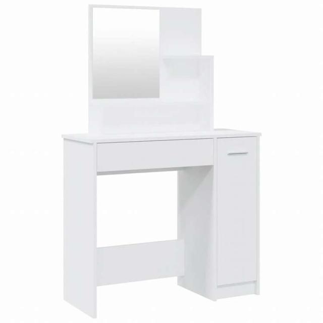 vidaXL ドレッシングテーブル ミラー付き ホワイト 86,5x35x136cm家具 キャビネット&収納 洗面・化粧台ユニット 寝室用化粧用テーブル(代引不可)【送料無料】_1