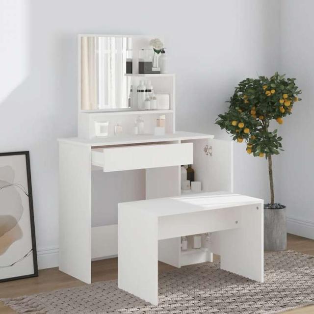 vidaXL ドレッシングテーブル ミラー付き ホワイト 86,5x35x136cm家具 キャビネット&収納 洗面・化粧台ユニット 寝室用化粧用テーブル(代引不可)【送料無料】_2