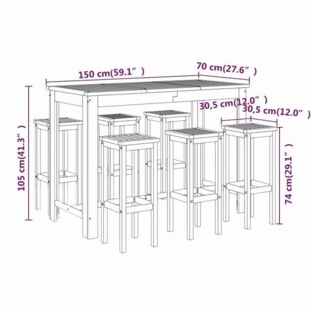 vidaXL ガーデンバーセット 7点セット アカシア無垢材家具 アウトドア家具 屋外家具セット(代引不可)【送料無料】_8