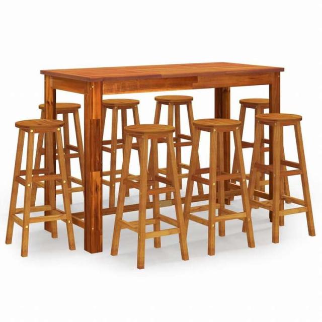 vidaXL ガーデンバーセット 9点セット アカシア無垢材家具 アウトドア家具 屋外家具セット(代引不可)【送料無料】_1