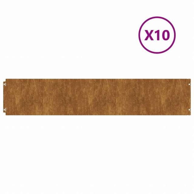 vidaXL 芝生用エッジング 10点 20x103 cm フレキシブル コールテンスチールハードウェア フェンス&バリア 庭小道・縁(代引不可)【送料無料】