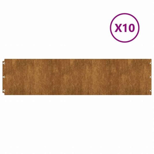 vidaXL 芝生用エッジング 10点 25x103 cm フレキシブル コールテンスチールハードウェア フェンス&バリア 庭小道・縁(代引不可)【送料無料】