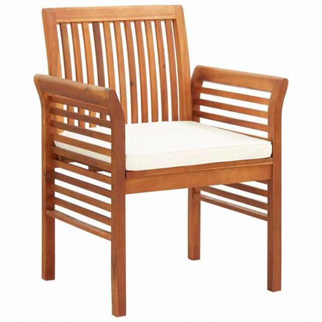 vidaXL ガーデンダイニングチェア クッション付 4点セット アカシア無垢材家具 アウトドア家具 屋外椅子 アウトドアベンチチェア(代引不可)【送料無料】_1