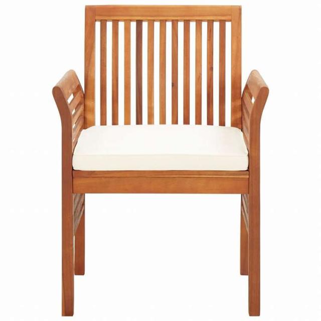 vidaXL ガーデンダイニングチェア クッション付 4点セット アカシア無垢材家具 アウトドア家具 屋外椅子 アウトドアベンチチェア(代引不可)【送料無料】_2