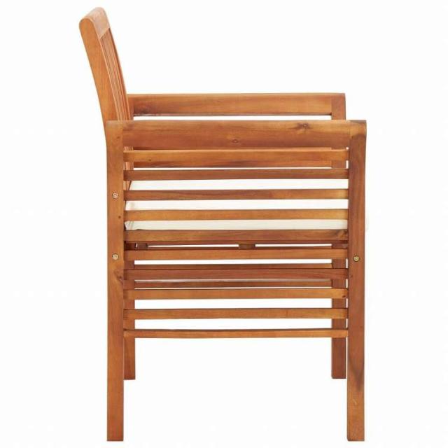 vidaXL ガーデンダイニングチェア クッション付 4点セット アカシア無垢材家具 アウトドア家具 屋外椅子 アウトドアベンチチェア(代引不可)【送料無料】_3