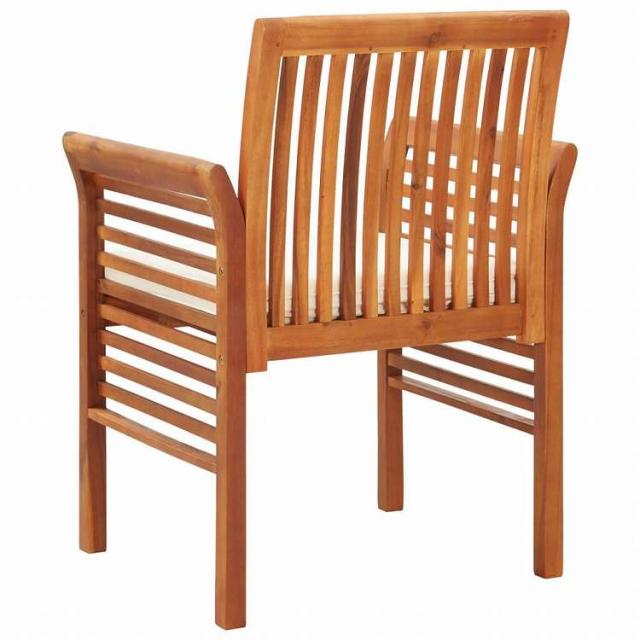 vidaXL ガーデンダイニングチェア クッション付 4点セット アカシア無垢材家具 アウトドア家具 屋外椅子 アウトドアベンチチェア(代引不可)【送料無料】_4