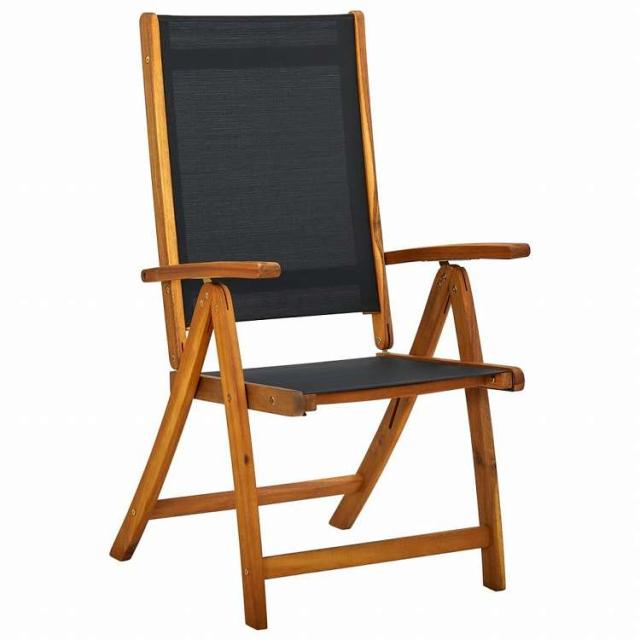 vidaXL 折りたたみガーデンチェア 8点セット アカシア無垢材&合成繊維家具 アウトドア家具 屋外椅子 アウトドアベンチチェア(代引不可)【送料無料】_1