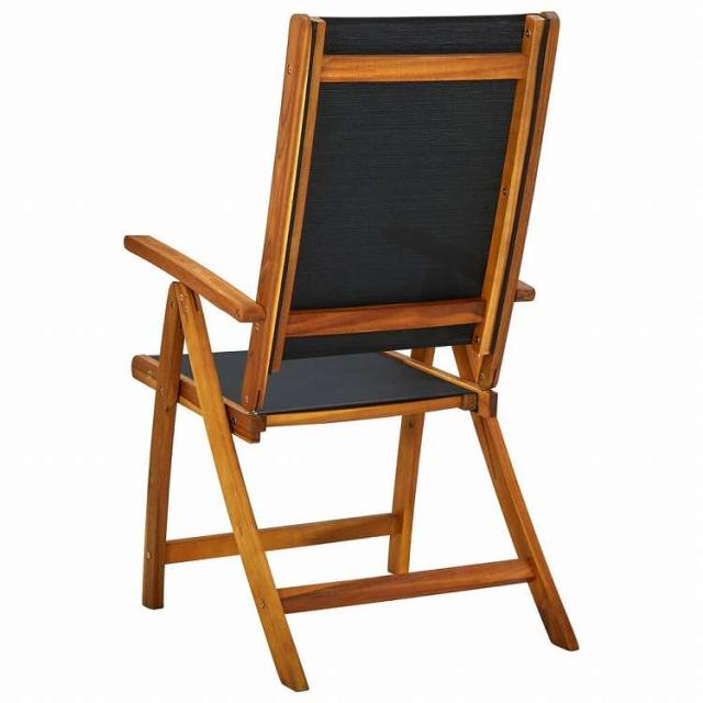 vidaXL 折りたたみガーデンチェア 8点セット アカシア無垢材&合成繊維家具 アウトドア家具 屋外椅子 アウトドアベンチチェア(代引不可)【送料無料】_3