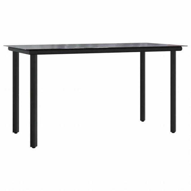 vidaXL ガーデンダイニングテーブル 200x100x74 cm スチール&強化ガラス製 ブラック家具 アウトドア家具 アウトドアテーブル(代引不可)【送料無料】_1