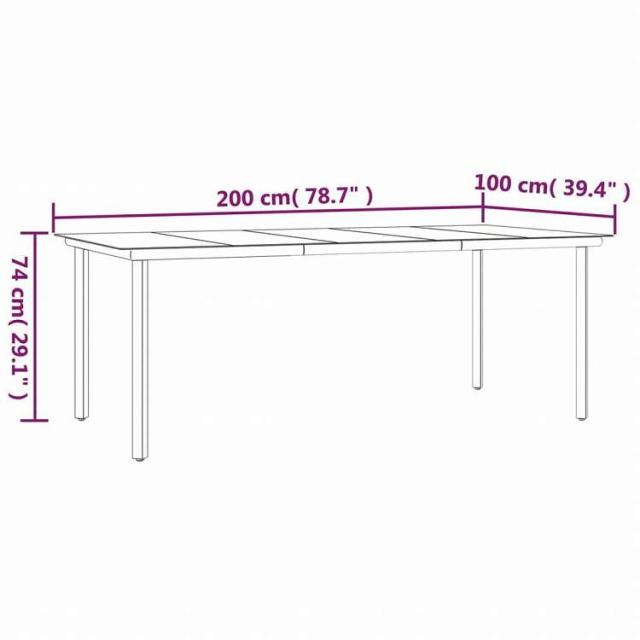 vidaXL ガーデンダイニングテーブル 200x100x74 cm スチール&強化ガラス製 ブラック家具 アウトドア家具 アウトドアテーブル(代引不可)【送料無料】_6