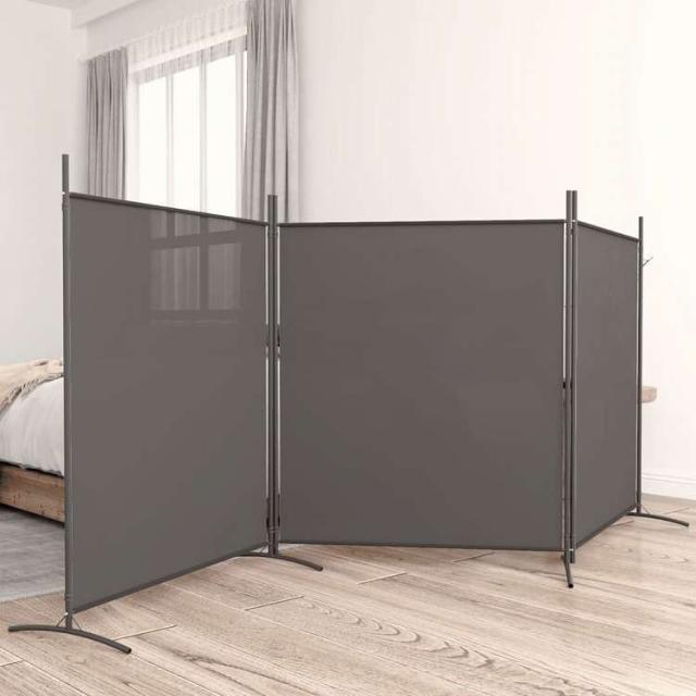 vidaXL 4枚パネル 間仕切り アントラシート 525x180cm 布張り家具 間仕切り(代引不可)【送料無料】