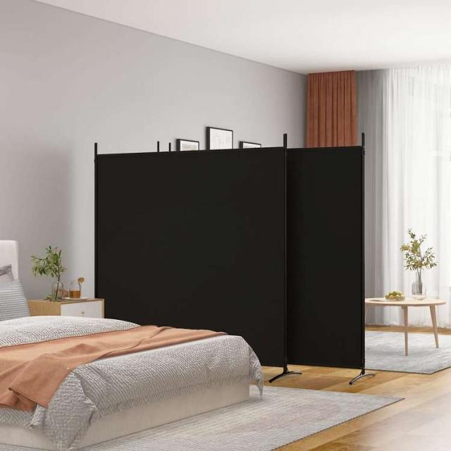 vidaXL 6枚パネル 間仕切り ブラック 698x180 cm 布製家具 間仕切り(代引不可)【送料無料】