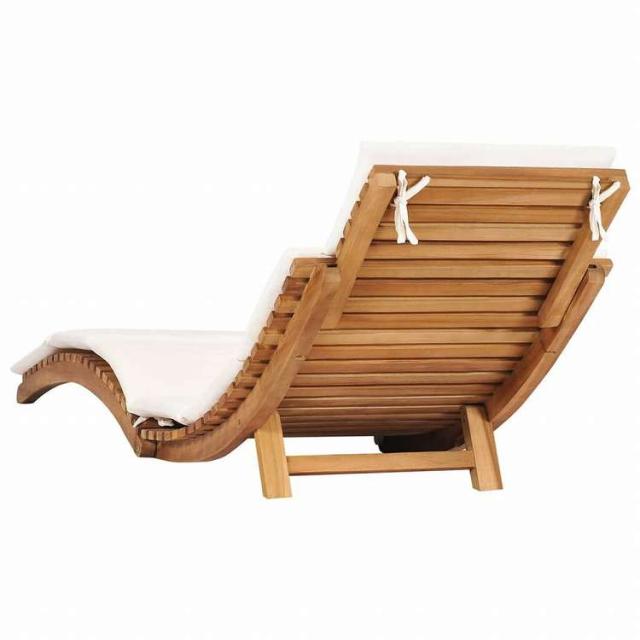 vidaXL サンラウンジャー 2点 クッション付き チーク無垢材家具 アウトドア家具 屋外椅子 サンラウンジャー(代引不可)【送料無料】_6