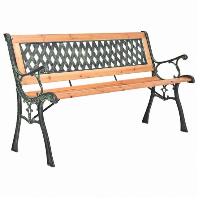 vidaXL ガーデンベンチ 116 cm 鋳鉄&モミ無垢材家具 アウトドア家具 屋外椅子 アウトドアベンチ(代引不可)【送料無料】