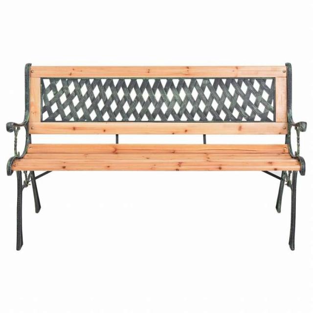 vidaXL ガーデンベンチ 116 cm 鋳鉄&モミ無垢材家具 アウトドア家具 屋外椅子 アウトドアベンチ(代引不可)【送料無料】_1
