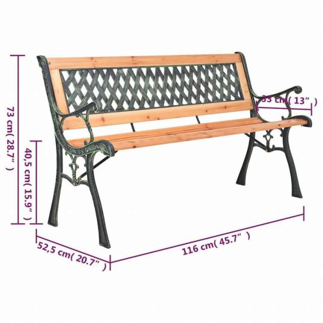 vidaXL ガーデンベンチ 116 cm 鋳鉄&モミ無垢材家具 アウトドア家具 屋外椅子 アウトドアベンチ(代引不可)【送料無料】_6