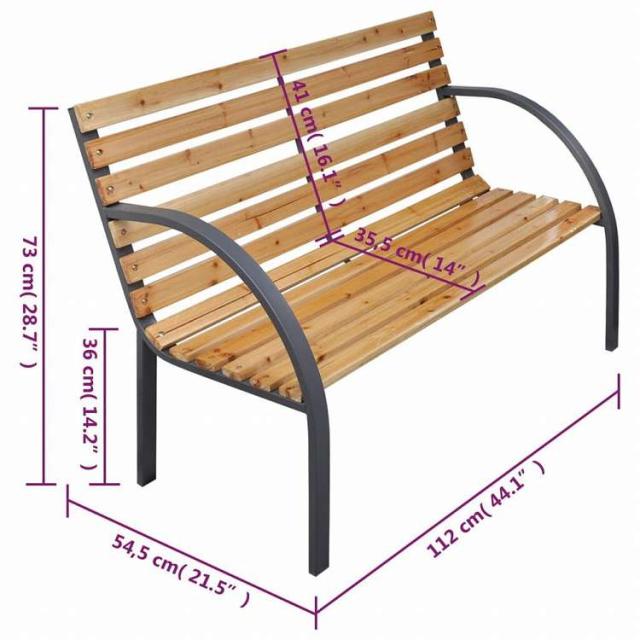 vidaXL ガーデンベンチ 112 cm モミ無垢材家具 アウトドア家具 屋外椅子 アウトドアベンチ(代引不可)【送料無料】_4