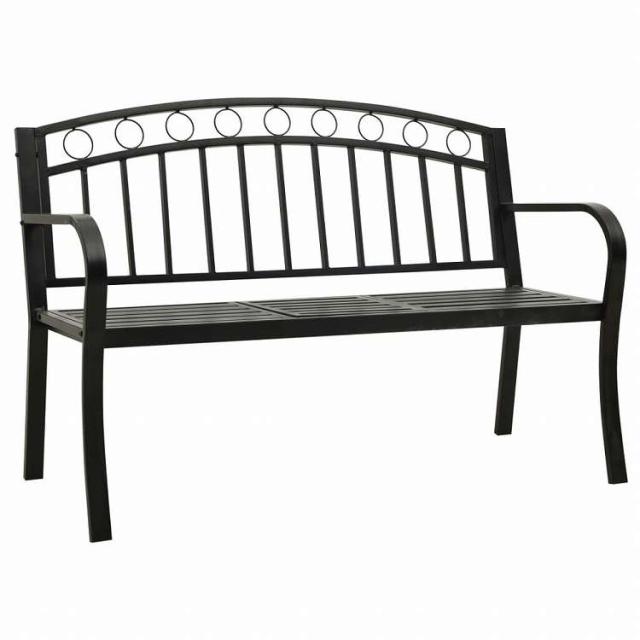 vidaXL ガーデンベンチ テーブル付き 120 cm スチール製 ブラック家具 アウトドア家具 屋外椅子 アウトドアベンチ(代引不可)【送料無料】_1