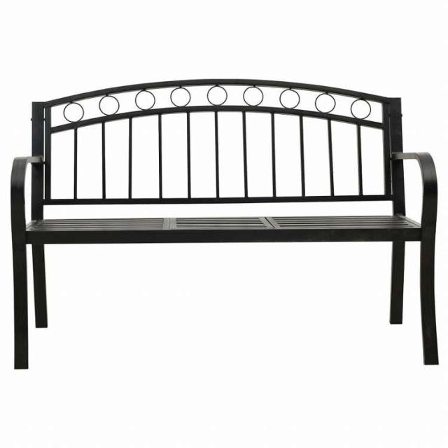 vidaXL ガーデンベンチ テーブル付き 120 cm スチール製 ブラック家具 アウトドア家具 屋外椅子 アウトドアベンチ(代引不可)【送料無料】_2