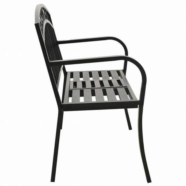 vidaXL ガーデンベンチ テーブル付き 120 cm スチール製 ブラック家具 アウトドア家具 屋外椅子 アウトドアベンチ(代引不可)【送料無料】_3