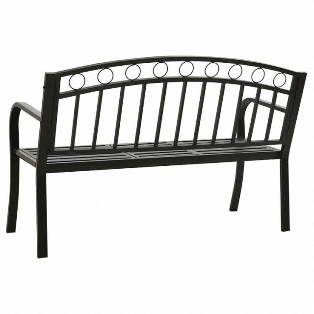 vidaXL ガーデンベンチ テーブル付き 120 cm スチール製 ブラック家具 アウトドア家具 屋外椅子 アウトドアベンチ(代引不可)【送料無料】_4