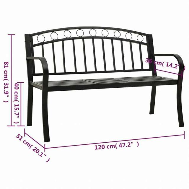 vidaXL ガーデンベンチ テーブル付き 120 cm スチール製 ブラック家具 アウトドア家具 屋外椅子 アウトドアベンチ(代引不可)【送料無料】_6