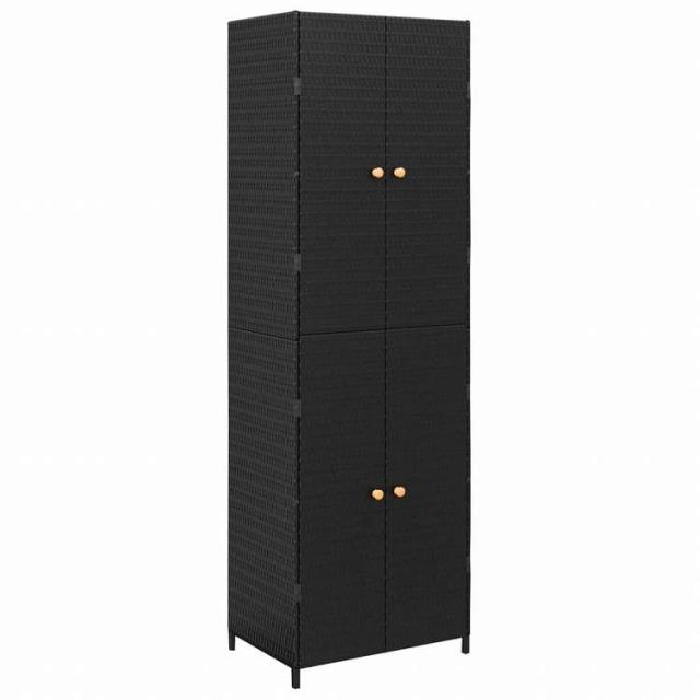 vidaXL ガーデン収納キャビネット ブラック 59x40x180 cm ポリラタン製家具 キャビネット&収納 収納キャビネット・ロッカー(代引不可)【送料無料】_1