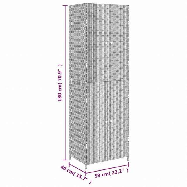 vidaXL ガーデン収納キャビネット ブラック 59x40x180 cm ポリラタン製家具 キャビネット&収納 収納キャビネット・ロッカー(代引不可)【送料無料】_7