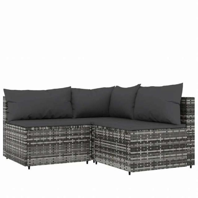 vidaXL ガーデンラウンジ4点セット クッション付 ポリラタン製 グレー家具 アウトドア家具 屋外椅子 屋外ソファ(代引不可)【送料無料】_2