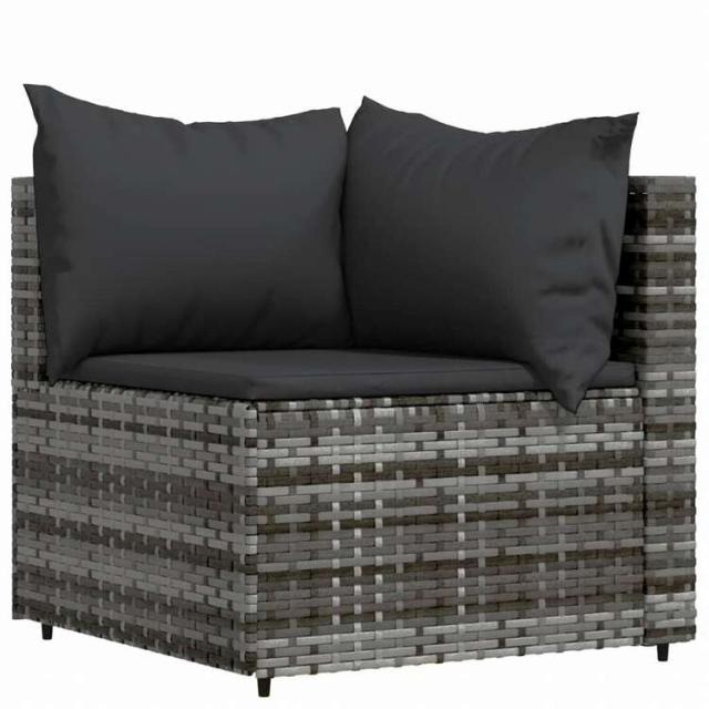 vidaXL ガーデンラウンジ4点セット クッション付 ポリラタン製 グレー家具 アウトドア家具 屋外椅子 屋外ソファ(代引不可)【送料無料】_3