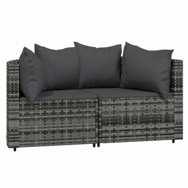 vidaXL ガーデンラウンジ3点セット クッション付き ポリラタン製 グレー家具 アウトドア家具 屋外椅子 屋外ソファ(代引不可)【送料無料】_2